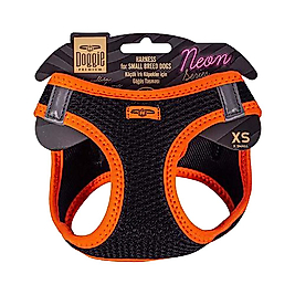 Doggie Havalı Dokuma Neon Serisi Küçük Irk Köpek Göğüs Tasması Turuncu XS 30 - 34 cm