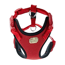 Doggie Havalı Dokuma Neon Serisi Küçük Irk Köpek Göğüs Tasması Kırmızı M 38 - 44 cm