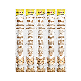 GimCat Sticks Hindi Etli ve Tavşan Etli Çubuk Kedi Ödülü 5 x 5 g