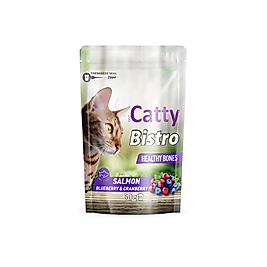 Catty Bistro Sağlıklı Kemikler Somonlu Yaban Mersinli ve Kızılcıklı Kedi Ödül Maması 60 Gr