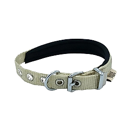 Doggie Konforlu Dokumadan El Yapımı Köpek Boyun Tasması Haki 1,5 x 20 - 25 cm