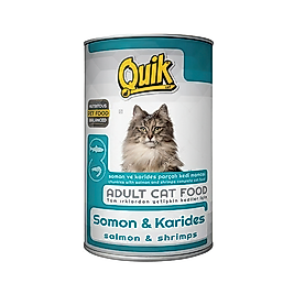 Quik Somonlu ve Karidesli Yetişkin Kedi Konserve Maması (415 g)