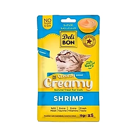 Delibon Creamy Karidesli Sıvı Kedi Ödül Maması (5 x 15 g)