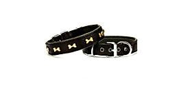 Doggie Comfort Dokuma Kemikli Köpek Boyun Tasması Medium Siyah 2.5x37-45 cm