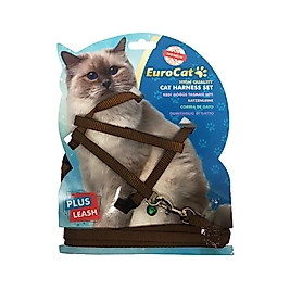 EuroCat Kedi Göğüs Tasması Düz Kahverengi