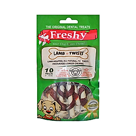 Freshy Kuzu Eti Kaplı Burgu Çubuklar Köpek Ödülü 10 Adet 12 cm