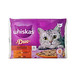 Whiskas Duo Klasik Karma Lezzetler Kedi Yaş Maması 4 x 85 g