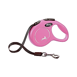 Flexi New Classic Otomatik Pembe Şerit Köpek Gezdirme Kayışı XS 3 m