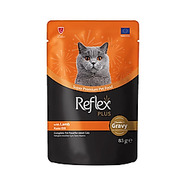 Reflex Plus Sos İçinde Et Parçacıklı Kuzu Etli Yetişkin Kedi Pouch Yaş Maması (85 g)