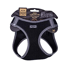 Doggie Havalı Dokuma Reflektör Serisi Küçük Irk Köpek Göğüs Tasması Siyah M 38 - 44 cm
