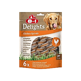 8in1 Smart Delights Chicken Spirals Tavuklu Burgu Köpek Ödülü (6'lı)