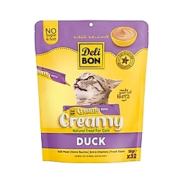 Delibon Creamy Ördek Etli Sıvı Kedi Ödül Maması (32 x 15 g)