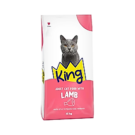 King Kuzu Etli ve Pirinçli Yetişkin Kedi Maması (15 kg)