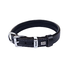 Doggie Yumuşak Dokulu Sade Deri Köpek Boyun Tasması Siyah 1,5 x 20 - 25 cm