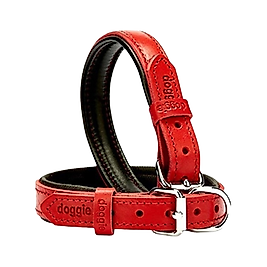 Doggie Firstclass Köpek Deri Boyun Tasması Kırmızı 2 x 35 - 40 cm