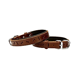 Doggie El Yapımı Kemik Desenli Köpek Boyun Tasması Kahverengi 2 x 30 - 35 cm