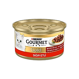 Purina Gourmet Gold Soslu Parça Sığır Etli Yetişkin Kedi Yaş Maması (85 g)