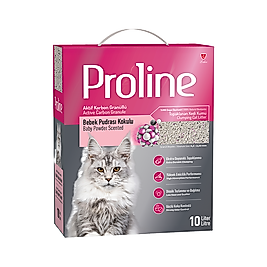 Proline Aktif Karbon Granüllü ve Bebek Pudrası Kokulu Bentonit Kedi Kumu (10 L)