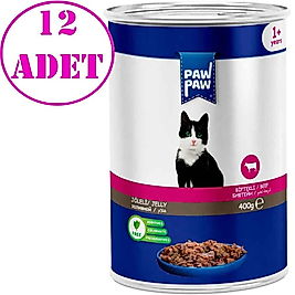 Paw Paw Jelly Parça Etli Biftekli Yetişkin Kedi Konservesi (12x400Gr)