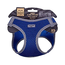 Doggie Havalı Dokuma Reflektör Serisi Küçük Irk Köpek Göğüs Tasması Mavi XS 30 - 34 cm