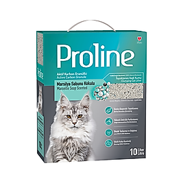 Proline Aktif Karbon Granüllü ve Marsilya Sabunu Kokulu Bentonit Kedi Kumu (10 L)