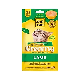 DeliBon Creamy Kuzu Etli Kedi Ödül Maması (5 x 15 g)