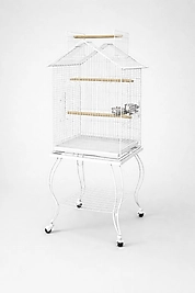 EuroGold Sehpalı Papağan Kafesi beyaz Dövme 51x51x139