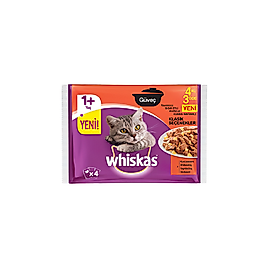 Whiskas Çeşitli Güveç Etleri Yetişkin Kedi Konserve Maması 4 x 85 g